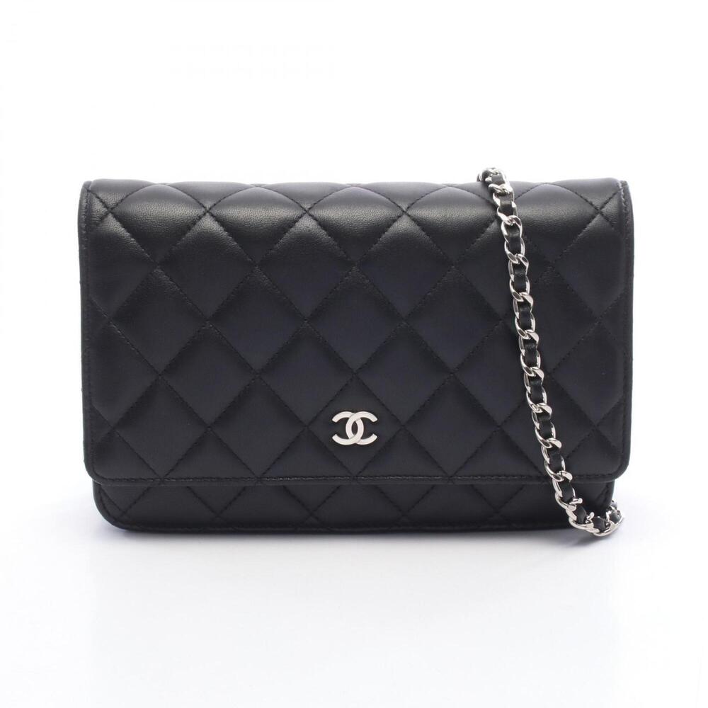Chanel Matelassé Shoulder Bag/Handbag, Lambskin Leather, Women's, Black
